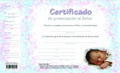 Libro : Certificados De Presentacion De Ninos (pack Of 12) 