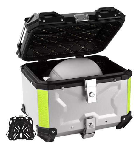 Caja Moto Top Case Aluminio Baul Con Base 45 L, Maleta