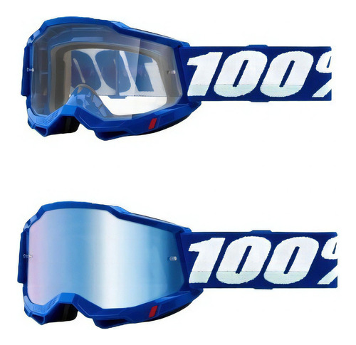 Óculos 100% Accuri2 Blue Motocross Off Road Downhill Trilha Cor da armação Azul Cor da lente Lente Espelhado Blue