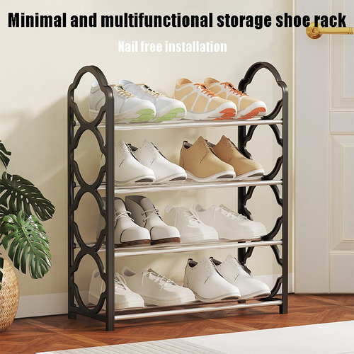 Zapatera Minimalista 4 Niveles Rack Organizador De 8 Pares Negro