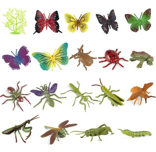 19 Piezas Realista Insecto Animal Modelo Mariposa Set Juguet