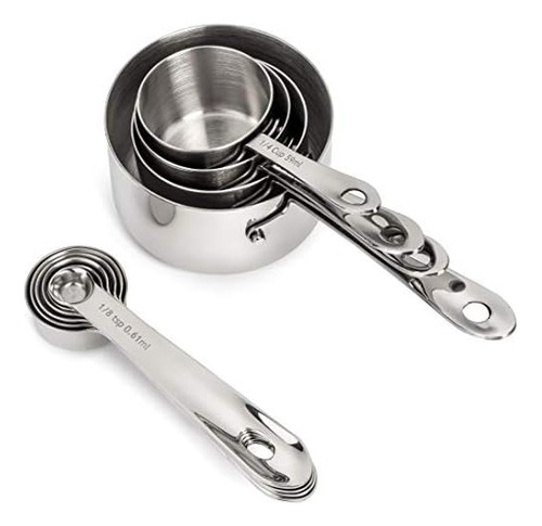 Juego De Tazas Y Cucharas Medidoras De Acero Inoxidable - Ju