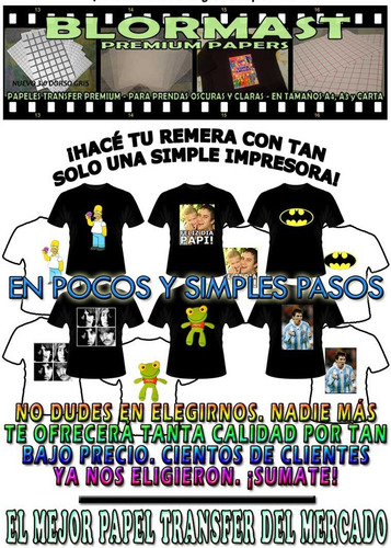 Imagen 7 de 10 de 10 A4 Papel Transfer Blormast Premium 3.0 Ropa Tela Oscura - El Mejor Del Mercado - 100% Profesional