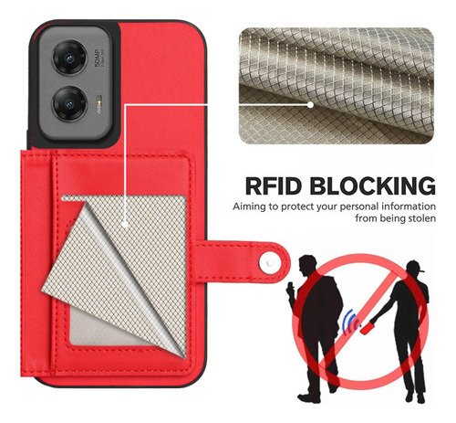 Compatible Funda Rfid Con Bolsa De Tarjetas For Motorola Edge 50 Pro P