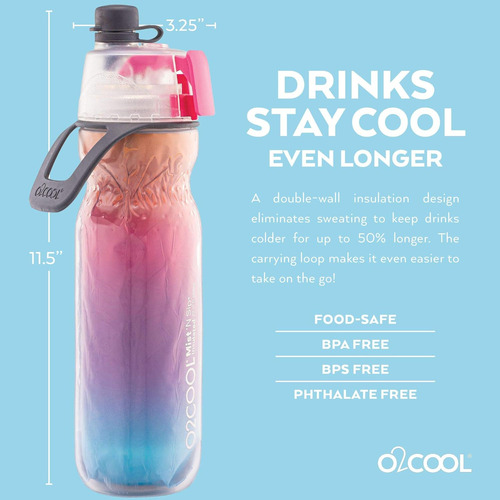 O2cool Arctic Squeeze Insulated Mist 'n Sip Water Bottle