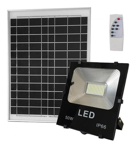 Refletor Solar Light Led 50w Ip66 Controle Remoto