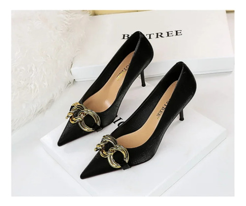 Zapatos Bigtree De Tacón Alto Con Hebilla Metálica Y Punta P