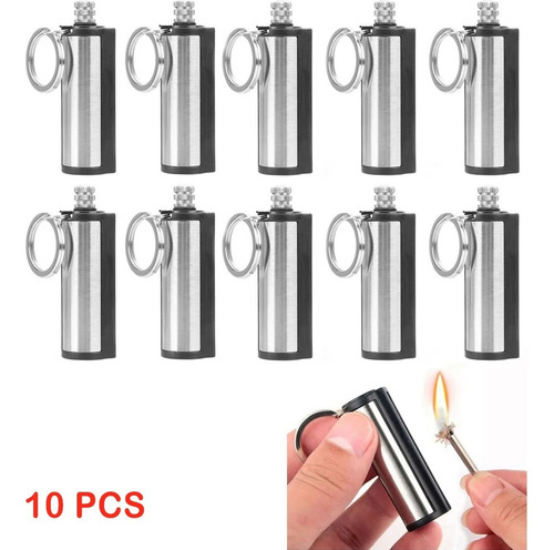 10pcs/set Llavero De Encendedor De Cerillas De Acero Inoxida