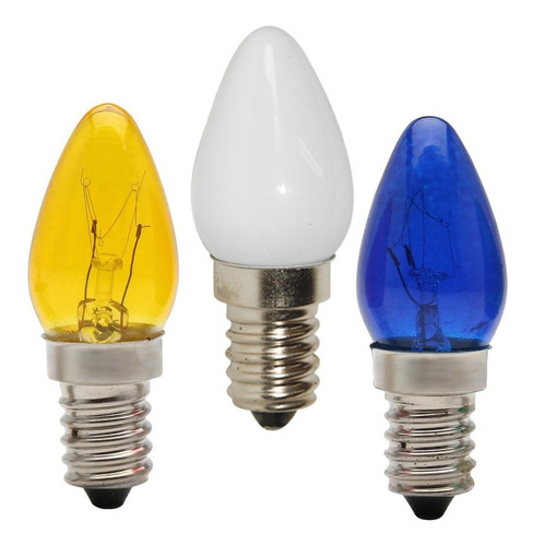 5 Lâmpada Mini Vela Ch-24 7w 220v E14 Amarela, Azul, Leitosa