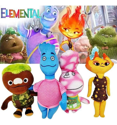 Brinquedo De Pelúcia Elementar, 4 Peças