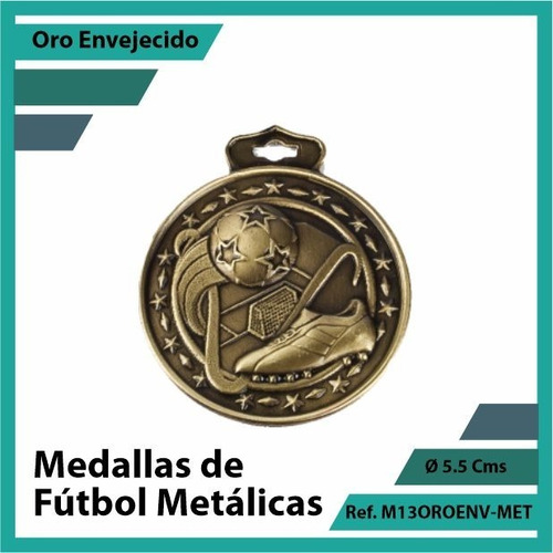 Medallas En Cali De Futbol Oro Metalica M13oro