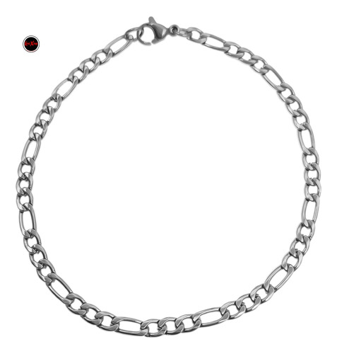 Pulsera Figaro Plana 1.2 (4mm)  21cm Acero Quirurgico C:6943