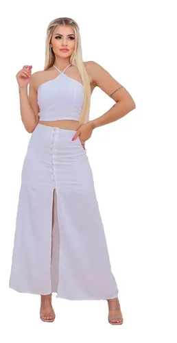 Conjunto Saia Longa Cropped Modelo Lindo