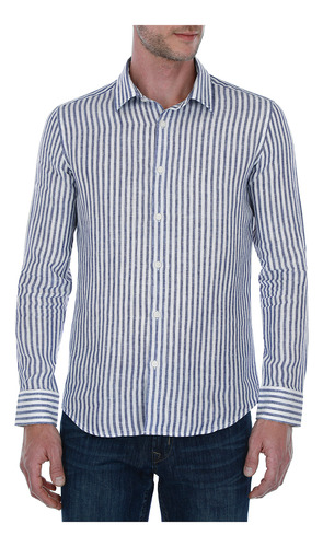 Camisa Casual Pure Linen A Rayas Scappino Para Hombre 3888