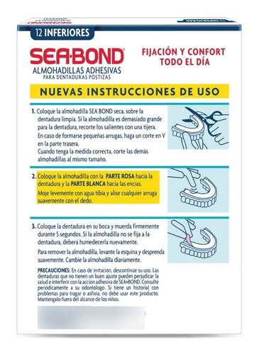 Sea-bond Almohadillas Adhesivas Dentaduras Inferiores 12 Pz
