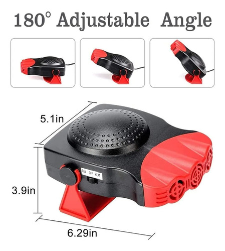 Desempañador De Parabrisas Premium Original De 12v 200w Negro Con Rojo