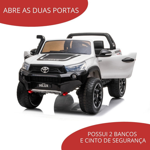 Cochecito eléctrico para niños Importway Toyota Hilux BW190PT con 2 asientos 12 V color blanco