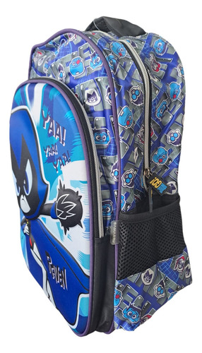 Mochila Escolar Primaria Jovenes Titanes Color Azul Diseño De La Tela 3d