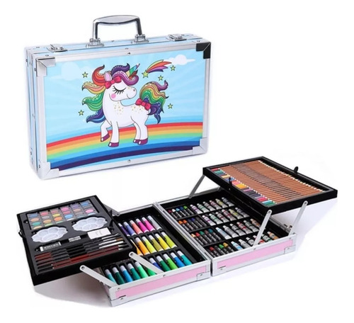 Set /kit Creativo Arte Dibujo Maleta Metálica X 145pcs