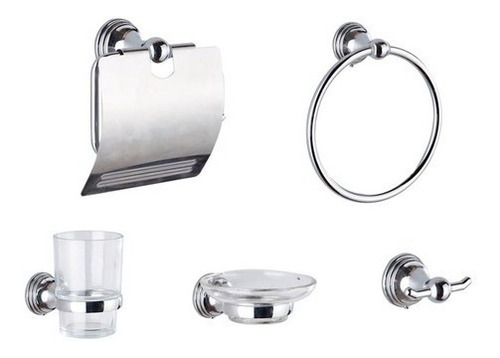 Set De Accesorios Para Baño De 5 Piezas Metálicos Cromados