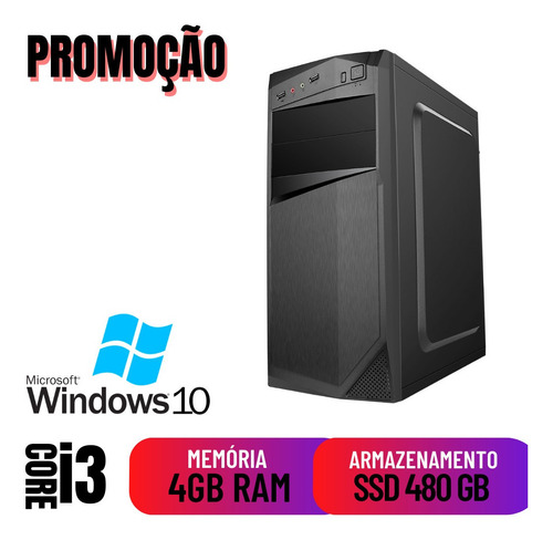 Imagem 1 de 2 de Computador Core I3 4gb Ssd 480gb Windows 10 Pró Hdmi Oferta
