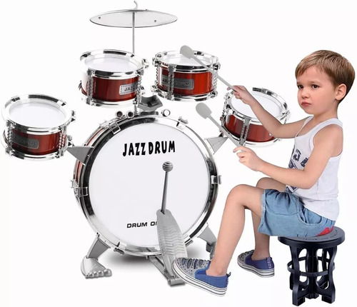 Batería musical de juguete WinCheers Toddler Drum Set rojo