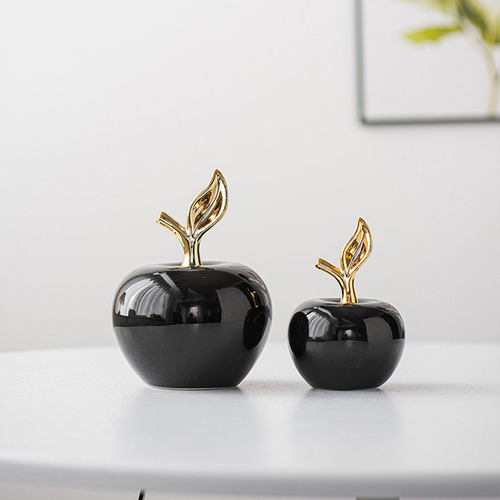 Estatua De Manzanas De Cerámica Estatuilla De Grande Negro