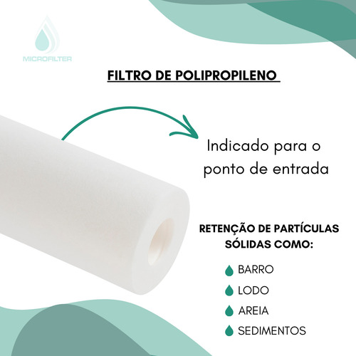 Filtro De Água Kit Carcaça 5 Polegadas + Melt Blown 5 Micra P/ Maquina De Lavar Microtek