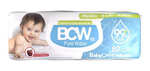 Toallas Humedas Babycare Wipes Pure Water C/tapa Pack X10