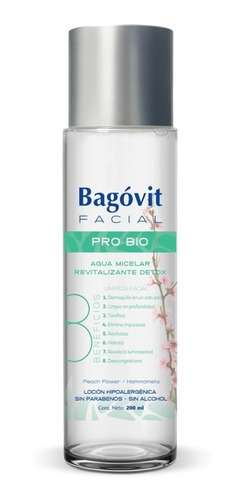 Imagen 1 de 6 de Bagovit Facial Pro Bio Agua Micelar 200ml