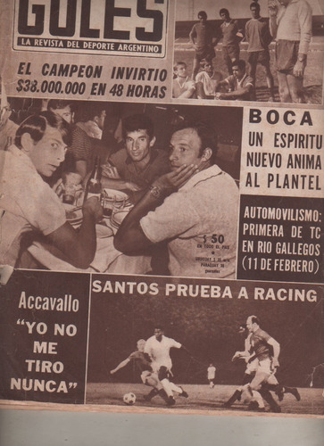 Revista Goles - N° 1009 Año 1968 - Racing, Boca, Estudiantes