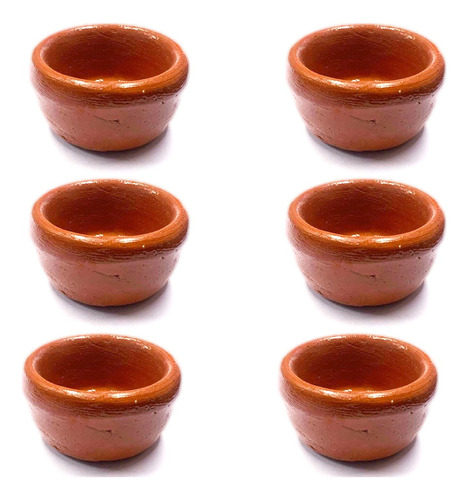 Set 6 Dips Cazuela Dip 8 Cm Barro Rustica Salsera Bar