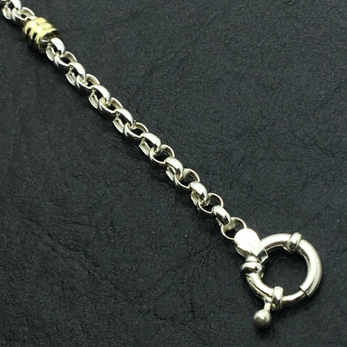 Pulsera Rolo Plata 925 Con Oro 4,5 Mm Cierre Marinero