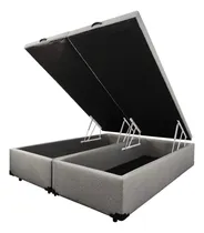 Comprar Cama Box Baúl 2 Plazas Queen Size, Tela Lino- Ártico Color Gris