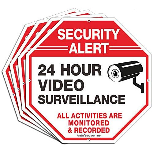 (4 Pack) Security Alert, 24 Hour Video Surveillance, Al...