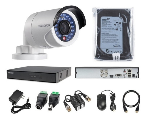 Kit 1 Cámaras Seguridad Tubo Exteriror Hd Hikvision + 500gb