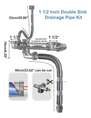 Kit De Desagüe De Doble Fregadero De Qruilantu Kit De De De