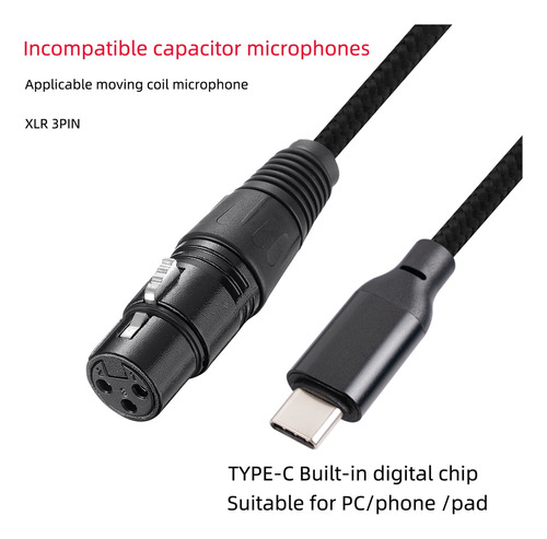 Adaptador Usb C A Xlr C Macho A Xlr Hembra De 3 Pines Mi