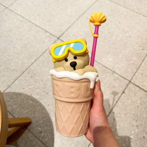//- Copo De Água Starbucks Com Sorvete Straw Diving Bear