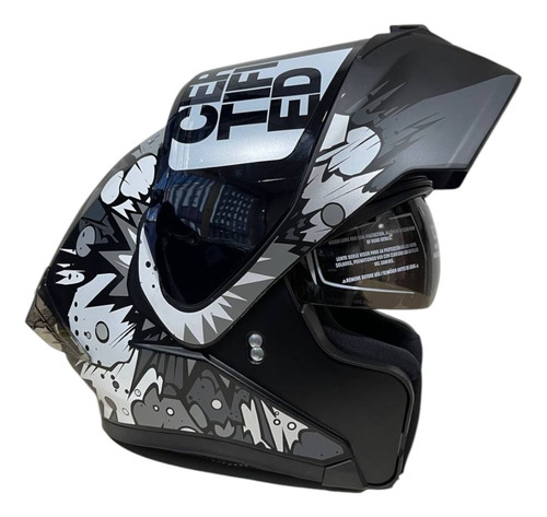 Casco Ich Abatible Comic Boom Mate Gris Para Motos