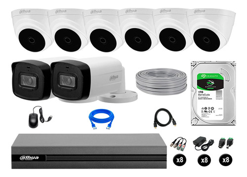 Cámaras Seguridad Kit 8 1080p + Disco 1tb 40m Largo Alcance