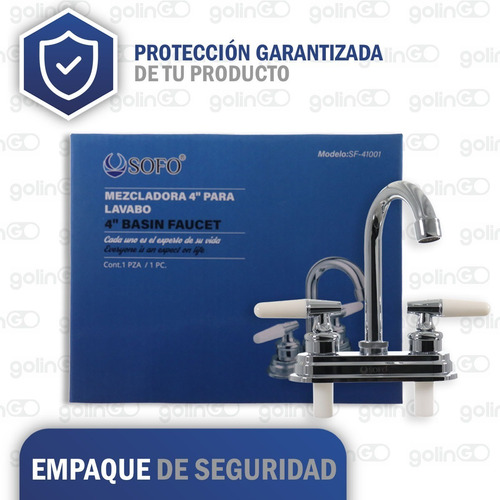 Mezcladora Lavabo Llave Grifo Baño Cromado Inoxidable 4'' Cromo