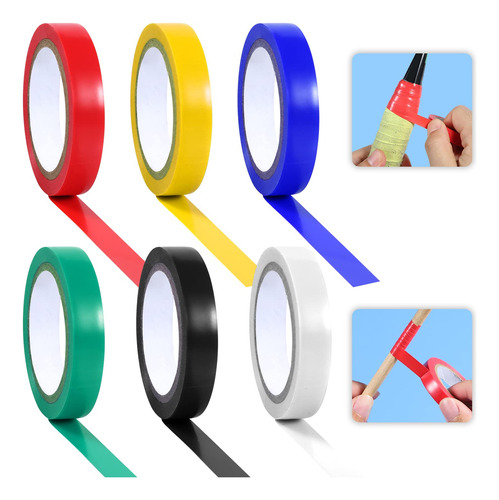 Cinta De Baqueta 6 Rollos Pvc Antideslizante 0.4x10.9 Yardas Negro, Rojo, Amarillo, Azul, Verde, Blanco
