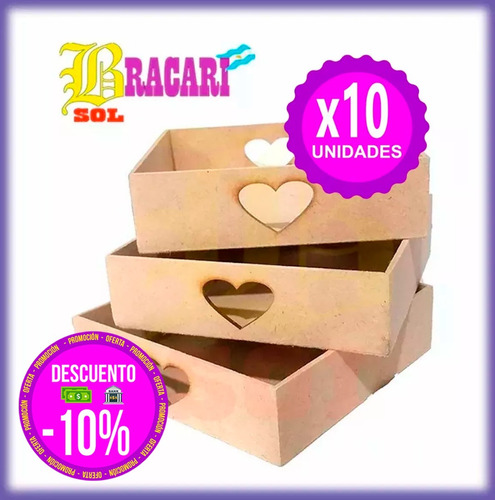 Bandejas 10 Unidades Fibrofacil 15x15 Corazon Desayuno