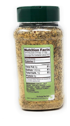 Condimento Orgánico De Ajo Y Hierbas Spice Islands, 17.6 Oz