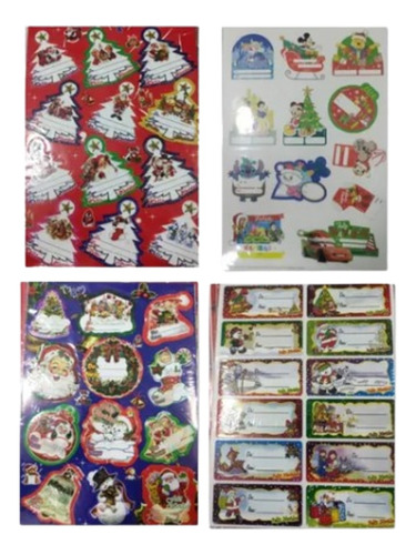 Tarjeta Adhesiva Navidad Regalo 2 Hojas X 12 Tarjeticas