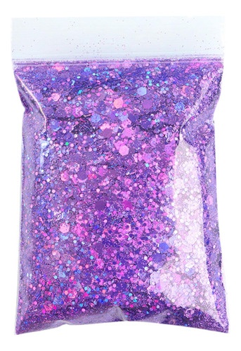 1 Bolsa 50g Brillo De Uñas Iridiscente Lentejuelas Púrpura