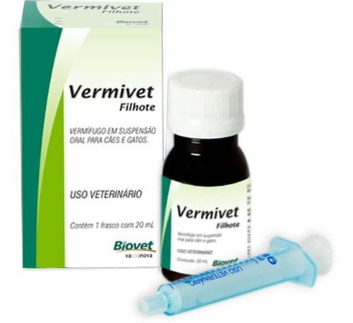 Remedio De Verme Cachorro Gato Filhote Vermivet Biovet 20ml