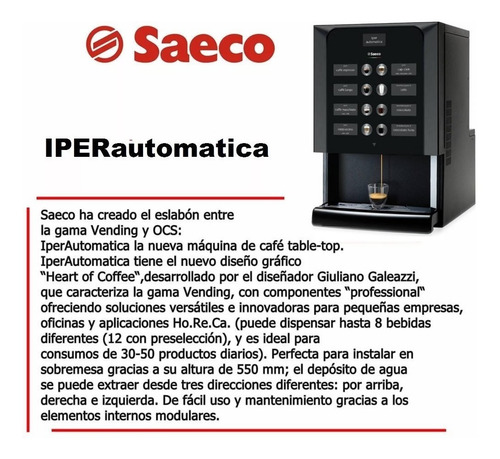 Imagen 4 de 7 de Saeco Iperautomatica Cafetera Express Automatica Vending