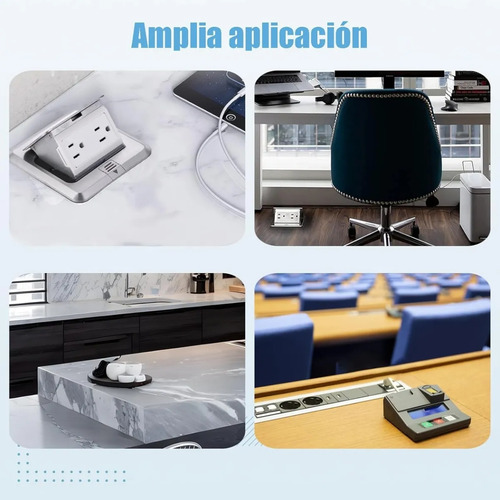 Oraab 2 Tomas Emergentes De Suelo Tipo Empotrado, Caja Oculta De Enchufe Con Tapa Abatible, Ideal Para Encimeras En Hogares Y Oficinas, Diseño Discreto Y Funcional Para Múltiples Usos Eléctricos